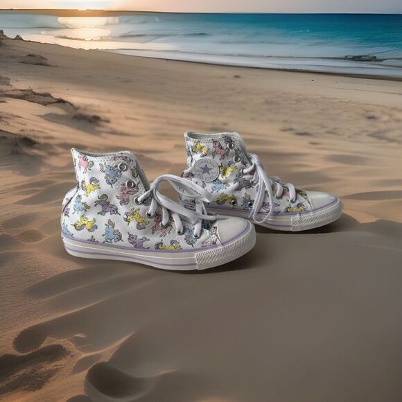 Converse Chuck Taylor All Star Kid Size 4.5 Shoes Unicorns High Top Sneakers - Picture 1 of 9